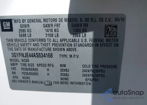 2010 Cadillac Srx Turbo Performance из США, поврежденный, VIN 3GYFNJE44AS634168